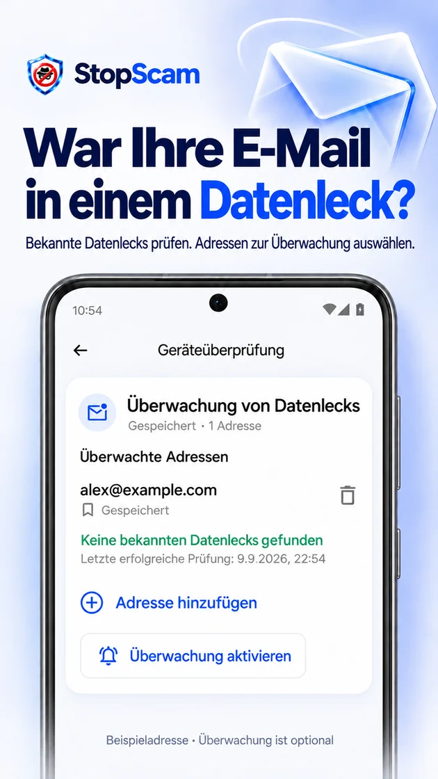 E-Mail auf Datenlecks prüfen