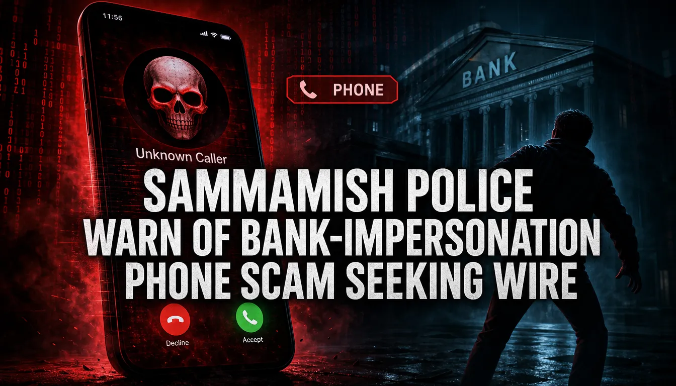 Sammamish Police Warn of Bank-Impersonation Phone Scam Seeking Wire Transfers