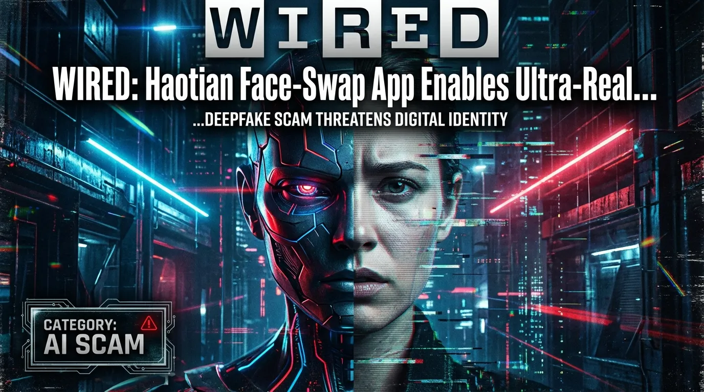 WIRED: L'application Haotian de face‑swap permet des escroqueries sentimentales ultra‑réalistes et des arnaques crypto 'pig butchering'