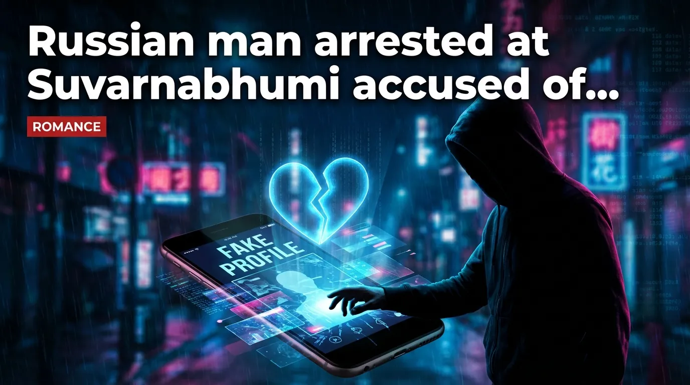 Un homme russe arrêté à Suvarnabhumi, accusé d'avoir dirigé une arnaque sentimentale « pig‑butchering » de 2 millions de bahts