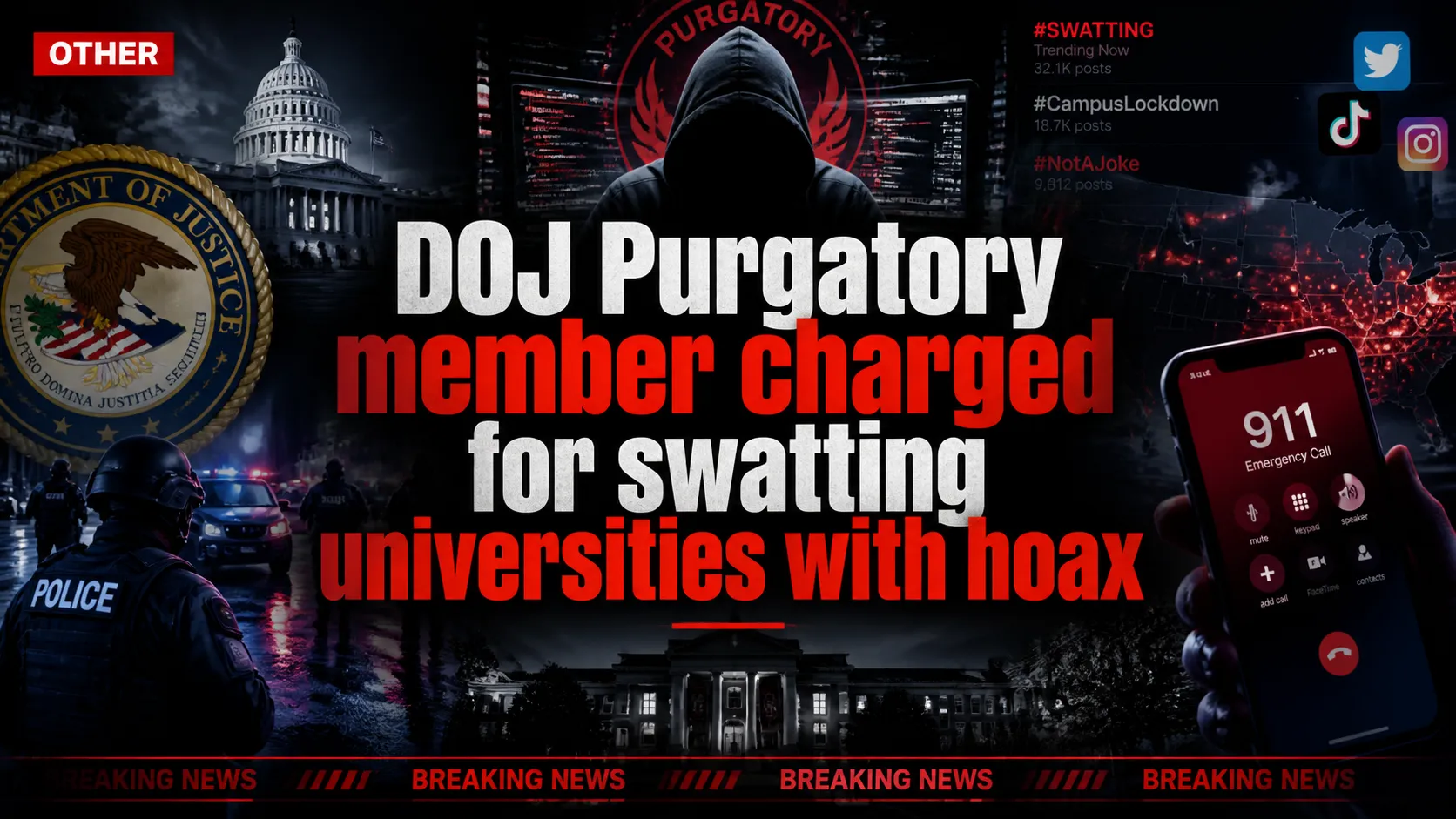 DOJ: “Purgatory” member charged for swatting universities with hoax SWAT-triggering calls