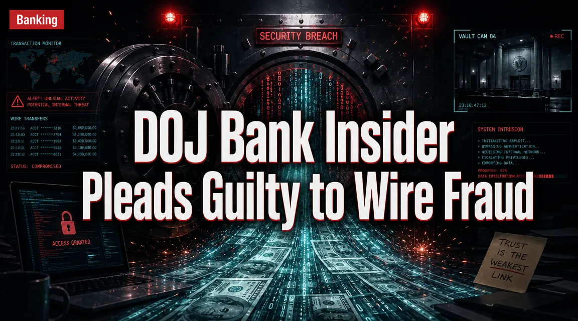 DOJ: Bank Insider Pleads Guilty to Wire Fraud and False Bank Entries at Two Financial Institutions