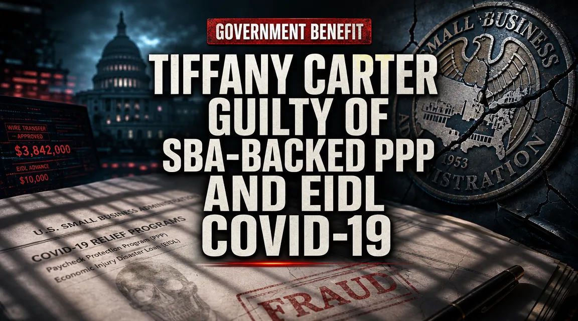 Tiffany Carter Guilty of SBA-Backed PPP and EIDL COVID-19 Relief Fraud (USD 731,972)
