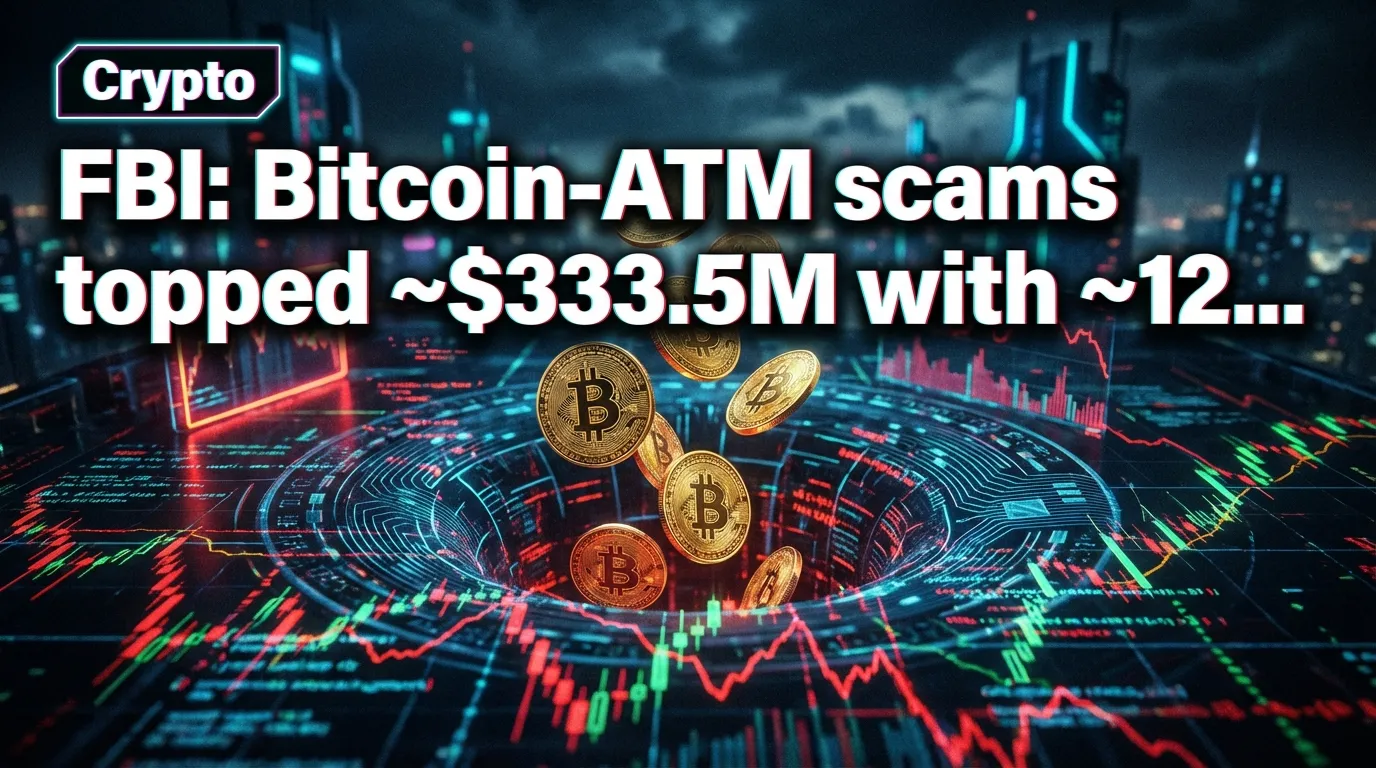 FBI: Bitcoin‑ATM‑Betrugsfälle überstiegen ~333,5 Mio. $ mit ~12.000 Beschwerden bis Nov. 2025
