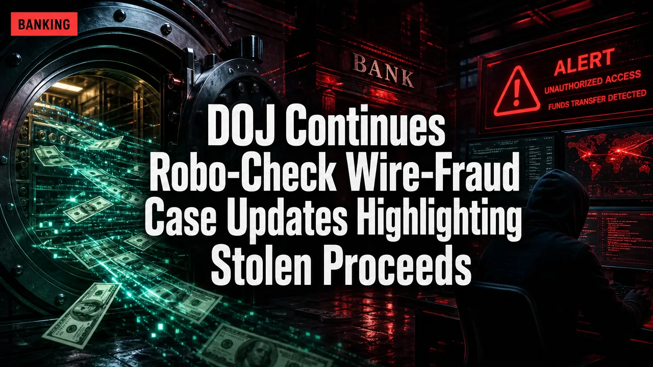 DOJ Continues Robo-Check/Wire-Fraud Case Updates Highlighting Stolen Proceeds and Bank Freezes